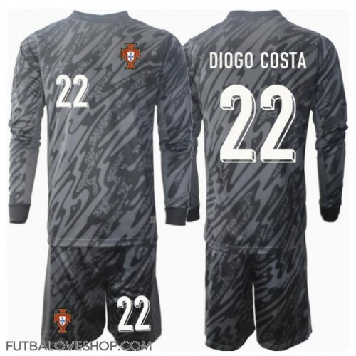 Dres Portugalsko Diogo Costa #22 Brankarsky Preč pre deti ME 2024 Dlhy Rukáv (+ trenírky)